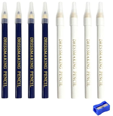 Oryven 8Pcs Fabric Tailors Markers for Sewing, Water Soluble Sewing Chalk Pencils, Blue & White Fabric Tracing Tools for Dressmaking, Embroidery, DIY Sewing & Craft Marking
