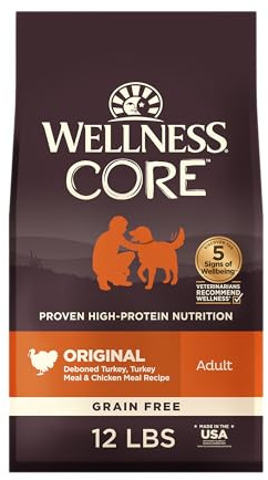 Wellness CORE Dry Dog Food, Grain-Free, High Protein, Natural, Original Turkey & Chicken Recipe, (12-Pound Bag)