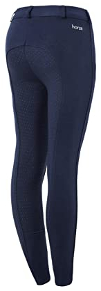 HORZE Kinder Reithose Active, Vollbesatz Reithose Mädchen mit Silikon, Blau, 140