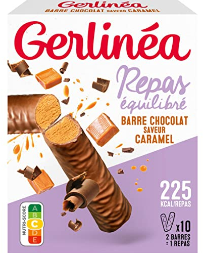 Gerlinéa - Barre Repas Chocolat saveur Caramel - Substitut de Repas Complet et Rapide - 206078