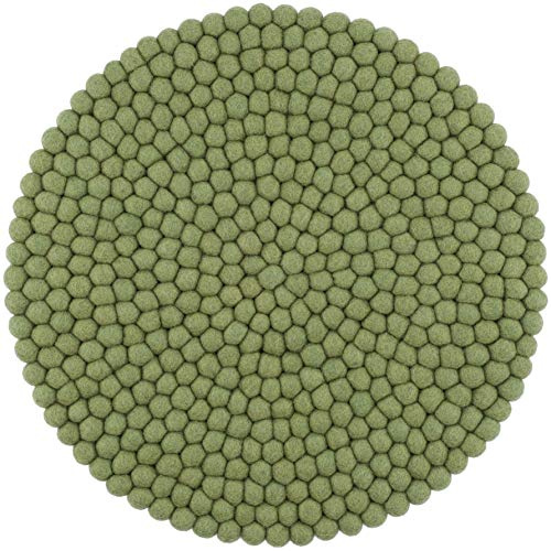 myfelt Filzkugel Sitzauflage Stuhlauflage - Kaspar - rund, Ø 36 cm, Dunkelgrün