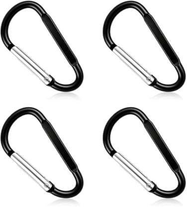 SZXMDKH Carabiner Clip Small, 4 Pcs D Ring Clip Hook Karabiner, mini Carabiner Keyring for Outdoor, Fishing, Hiking, Traveling (Black), M