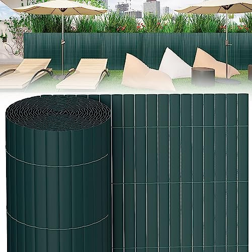 Izrielar Tappetino Canniccio in PVC, 100 x 300 cm, Verde, per Balcone con Fascette per Cavi, Rivestimento per Balcone, Rinforzo 3 Pesi, paravento per Balcone, Recinzione da Giardino