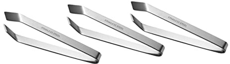 Happyyami 3pcs Stainless Steel Tweezers Hand Tools Flat Wisking Tool Precision Tools Fishbone Removal Tool Fish Bone Clip Pin Bone Remover for Fish Salmon Fish Bone Pincer Food Tweezers Food