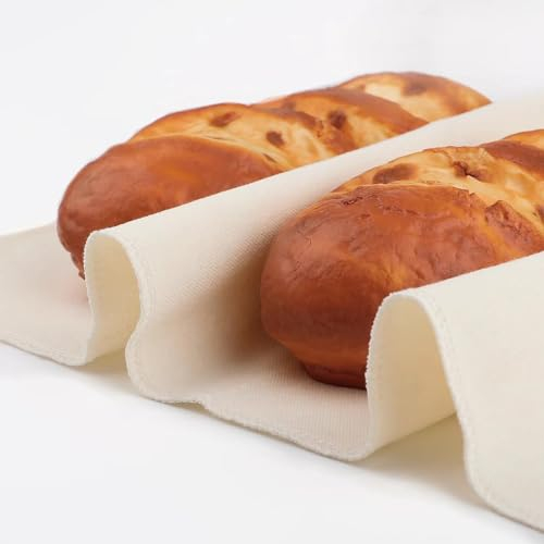 2 Stück Leinentuch Brot Backen,Bäckerleinen zur Teigzubereitung,Teigtuch aus Naturleinen, zur Teigzubereitung und zum Backen, 48×36cm