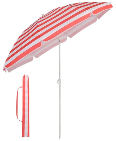 Sekey Ombrellone da spiaggia, 160 cm, con custodia protettiva per balcone, giardino e terrazza, angolo di inclinazione e altezza regolabile, rotondo