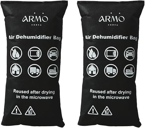 Armo® 1KG Car Van Reusable Dehumidifier Home Large Dry Car Moisture Window Windscreen Moisture Dew Absorber Pad Reusable Damp Remover (2), Black