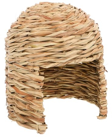 ORFOFE Grass House for Small Pets Handmade Natural Hideout and Sleeping Nest for Guinea Pigs Chinchillas and Ferrets Cozy Woven Hay Bed for Relaxation and Play