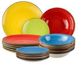 Generico Servizio Piatti 18 Pezzi in Gress Porcellana Colorata – Elegante, Lavabile in Lavastoviglie – Stile Moderno per 6 Persone