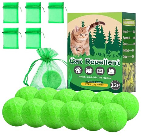 FePen Repellente per Gatti per Esterni, 12 Balles Répulsives Naturelles pour Chats, con 5 Sacchetti in Tessuto non Tessuto, Repellente per Gatti e Cani per Esterni e Interni