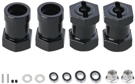 JOYSOG Aluminum 12mm Wheel Hub Hex Adapter for Tamiya Lunch Box CW-01/ORV Monster Beetle Hexagonal Connector Kit (Black)