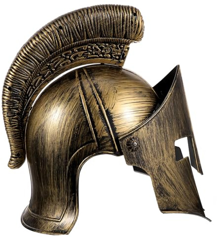 BESPORTBLE Casco Romano Auténtico para Hombre, Accesorio Cosplay Ligero de Guerrero Clásico, Disfraz Militar para Fiestas y Eventos Temáticos, Talla Única, Color Metálico