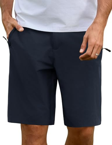 Lonya Pantaloncini Uomo Bermuda Estivi Casual Lavoro Pantaloni Corti Leggeri Traspiranti Mountain Bike Ciclismo Aperta Trekking attività all'Aria Esteso-Blu Navy,L