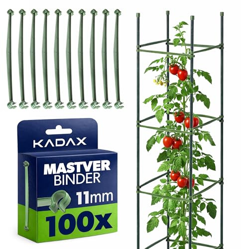 KADAX Set med 100 växtstavar, koppling, Ø 11 mm, växtstavskopplingar för växtstöd, rankobelisk och tomatstöd i växthuset, kontakter för växtstavar