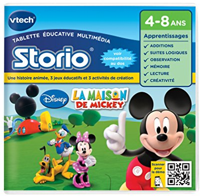VTech - Storio Disney, Cartouche de Jeu pour Tablette Enfants, La Maison de Mickey avec 1 Histoire, 3 Jeux Éducatifs et 3 Activités Créatives, Cadeau Enfant de 4 Ans à 8 Ans - Contenu en Français
