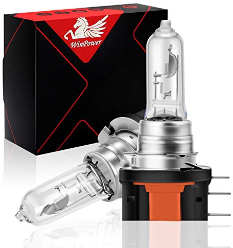 WinPower H15 12V 15/55W Halógena Bombilla Faro/Luz de carretera/Diurna Lampara Amarillos Carro Halógena, 2 Piezas