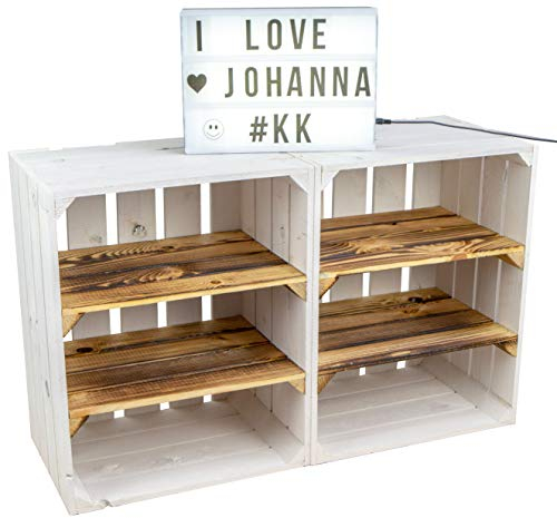 Kistenkolli Altes Land 2er Set Obstkiste Johanna kleines Regal mit 3 Fächern Standregal Weinkisten Holzkisten Bücherregal