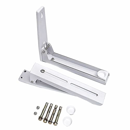 Eidoct Stainless Steel Microwave Mount Bracket, Retrackable Foldable Microwave Oven Wall Mounted Stand Holder Rack Bracket for Home Kitchen Accessories, White