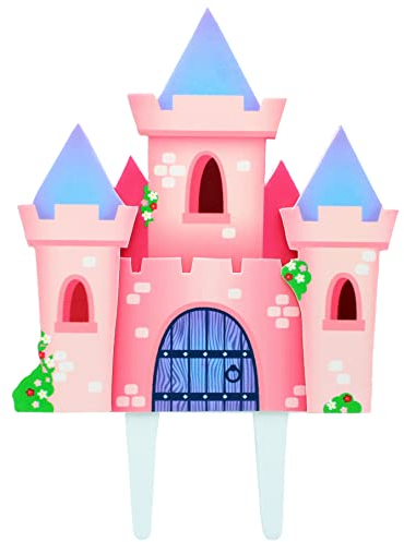 Culpitt Princess Castle Cake Topper, 3 Layer Gumpaste Decoration, Colourful Pink Food Safe For Girls Birthday, 165 x 230mm, 21373, Multicolour