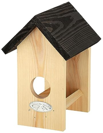 Rivanto® Erdnussbutterhaus 14,0 x 15,0 x 21 cm aus Kiefernholz, Natur, Vogelfutterhaus für 1 Glas, ohne Vogelfutter