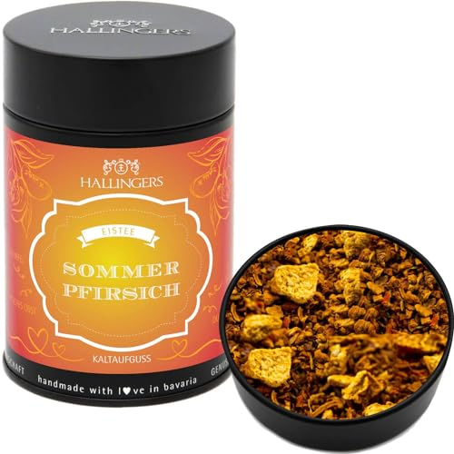Hallingers Sommer-Pfirsich - Loser Cold Brew Früchtetee Eistee, kalt oder warm aufgießbar (Dose) - Geschenkideen Weihnachten & Geschenke Adventskalender | Geburtstag Glückwunsch Genesung Neues Zuhause