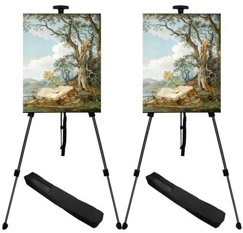 Ns Jymb Art Easel Stand for Displaying - 66 Inch Height Adjustable Aluminum Metal Easels for Wedding Sign Display and Drawing & Outdoor and Portable for Adults - Sturdy and Painting,2-Pack.