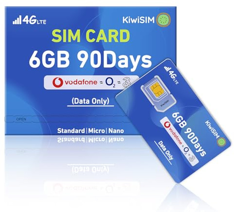 Data SIM Card USA, 6GB 90 Days SIM Card Support for AT&T, T-Mobile, Verizon, 4G LTE SIM Card for Security Cameras/Mobile WiFi Hotspot, 3-in-1 SIM Kit