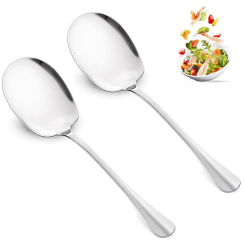 JIEYAO 2 Stück Servierlöffel aus Edelstahl,25 cm Groß Kochlöffel Edelstahl Vorlegelöffel mit Langen Griffen Vorlegebesteck Salatlöffel Soßenlöffel für Bankett Buffet Restaurant Küche