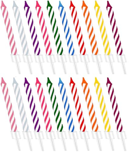 Wxinsheng Candeline di Compleanno,20 Pezzi Candeline Compleanno Arcobaleno Divertenti Candeline per La Decorazione di Torte Cupcake Candele per la Decorazione della Festa Nuziale di Compleanno