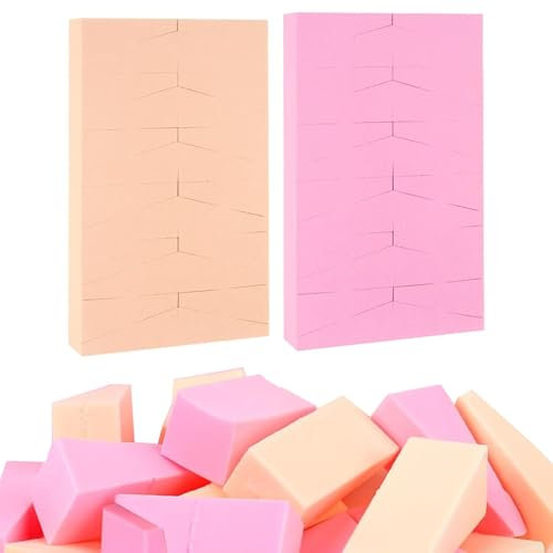 Make up Schwamm Set, 48Stück Latexfrei Kosmetik Schwämmchen, Klein Beauty Blender Makeup Schminkschwämmchen für Flüssigkeit Foundation Puder Sonnenschutz und Creme (24 Rosa und 24 Beige)