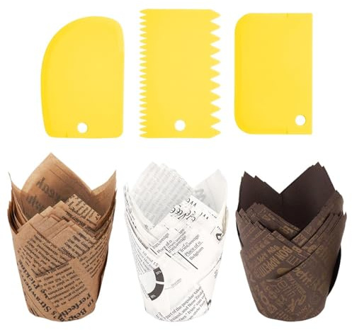 JDNFKG 150 Piezas De Pastel para Tazas De Cartón, 3 Piezas De Rasguño, Copas De Papel Resistentes Al Calor, Vasos De Papel Trasero, Accesorios para Pasteles.