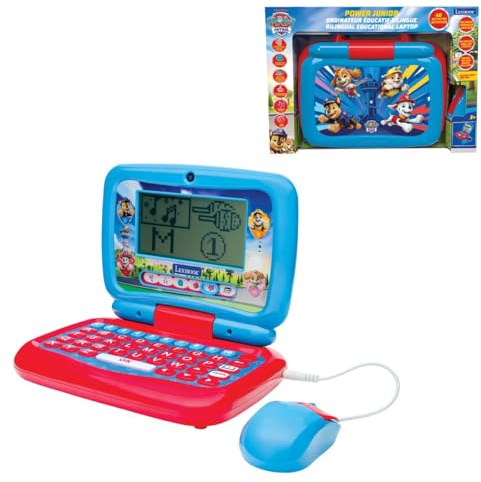 LEXIBOOK, Paw Patrol, Bilingual Educational Laptop FRENCH/ENGLISH, 40 Activities, Syllabic and Playful Method, 3 Animated Stories, Realistic Keyboard and Mouse, JC398PAi1