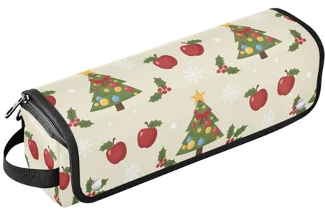 GuoChe Tapis résistant à la chaleur pour fer à friser, fer à lisser, sèche-cheveux plat, arbre de Noël, motif pomme, pochette de rangement essentielle pour femmes