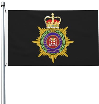 Jamaikanska försvarsstyrkor flagga dekorativa flaggor med 2 metallöljetter banderoll för fest bar dekoration sportevenemang 9,5 x 15,7 cm