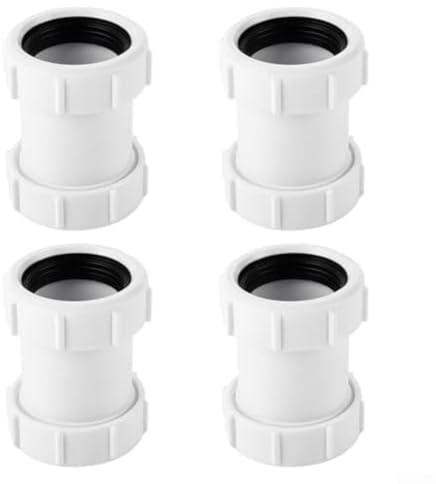 Connettore per tubo dritto compatto da 40 mm, progettato per un flusso efficiente nei sistemi di scarico di lavandini, WC e vasche da bagno con perdite di pressione minime, 4 pezzi