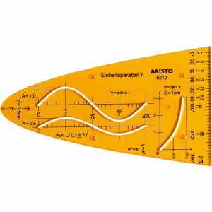 Aristo 10 x Zeichenschablone Einheitsparabel Y Kurven trigonometrischer Funktionen gelb