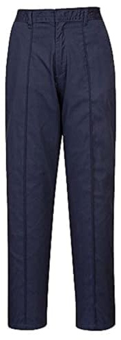 Portwest LW97 Women’s Elasticated Tailored Fit Work Trousers with Pockets - Lightweight Safety Workwear, Navy Tall, S