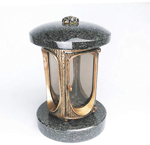 designgrab Tombe Lampe en aluminium messingfarbenem aspect ancien en aluminium et Granit Nero Impala Noir/Anthracite/Astor/Afrique