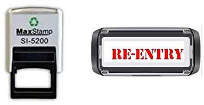 Re-Entry hand stamp - suitable for Festivals, Parties, Pubs, Special Events - Exhibitions self inking Red stamp 28 x 6mm