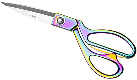 Rainbow Sewing Scissors Holographic Metallic Craft Tailor Scissors 9 Inch Heavy Duty Steel Professional Fabric Shears for Costume Designer Dressmaker Fabric Cutting Shears