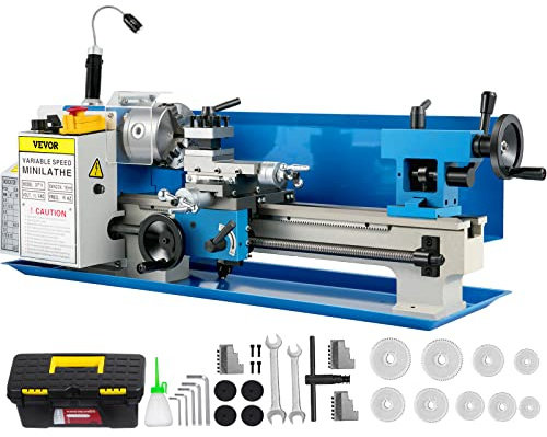 BestEquip Mini Torno Metal 50-2500PRM Torno Metal Pequeño para Taladrado 40 kg Micro Metal Fresadora 550W Máquina de Torno 12-52 T.P.I Mini Metal Torno Velocidad Variable