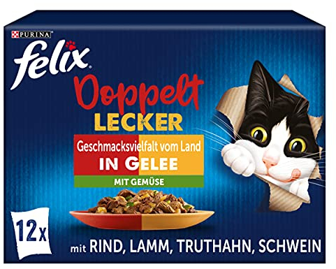 FELIX So gut wie es aussieht Doppelt Lecker Katzenfutter nass in Gelee, Sorten-Mix, 6er Pack (6 x 12 Beutel à 85g)