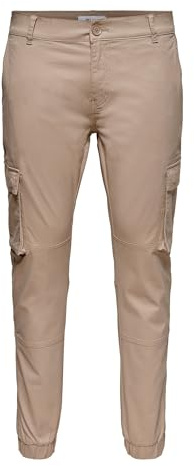 Only & Sons Cargo Trousers ONSCAM Tapered Fit Cargo Trousers Chinchilla 30 32 Chinchilla