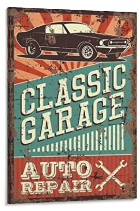 Vintage Metal Garage Car Repair Poster Wall Decoration Posters & Prints Wallpaper Living Room Bedroom Decoration Wall Art 24x36inch(60x90cm) Frame-Style-1