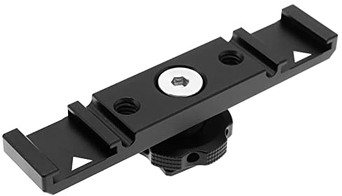 eMagTech Blitzschuh-Adapter, Kamera, Dual-Kaltschuh-Halterung, Aluminiumlegierung, Blitzschuh-Verlängerungsstange für Mikrofon, Blitz, LED-Leuchten, Monitore, 1/4 Zoll Gewindeloch
