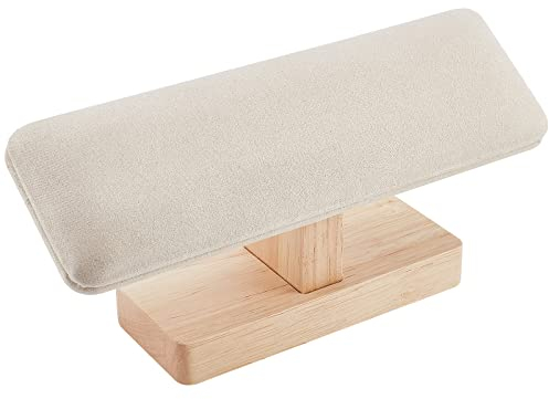 NBEADS Wooden Watch Display Stand, T-Bar Bracelet Holder Faux Suede Jewelry Organizer Holder Removable Bangle Pendants Anklet Tower Rack for Home Use, Retail Display Selling, Gainsboro, 19.5x5x8.9cm