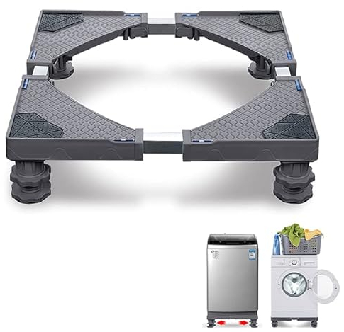 Aufun Waschmaschinen-Untergestell Verstellbare Waschmaschinen Sockel, Podeste & Rahmen für Waschmaschinen, Trockner und Kühlschrank (Länge&Breite 45-75 cm, Höhe 10-13 cm Einstellbare), Grau