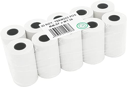 HCT STYLE Ec Rollen Thermopapier Ec Cash Rollen 57 mm Länge 16 MT BPA FREE MADE IN ITALY für POS-Rechner Mit Kassenrollen 57mm Thermo Für Restaurants, Diverse Geschäfte Büros (20 Rollen)