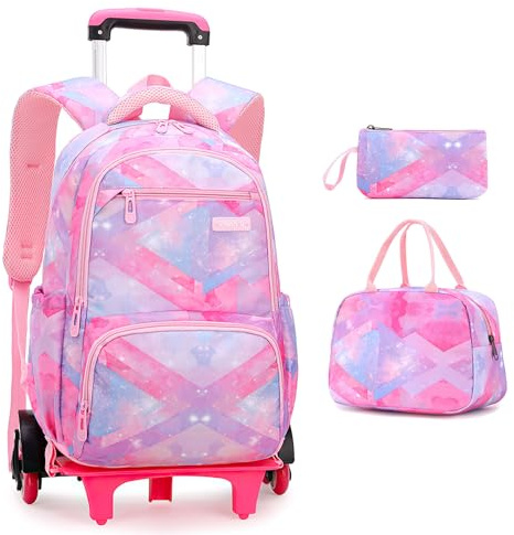 Voici et Voila Regali Scolastici 4 Sets Zaino Ruote per Bambini Elementare Scuola Ragazza Trolley Borsa Viaggio Zainetti per Bambini Cartella Scuola Ragazzi 31x16x45cm