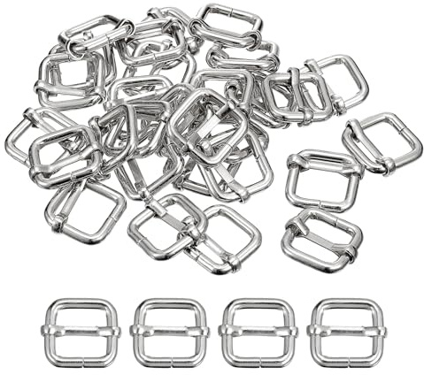 sourcing karta remmar metall rektangel justerbara strängar rulle pennor skjutbälte justering för midjeväskor, Silvernyans, 15x15x3.8mm